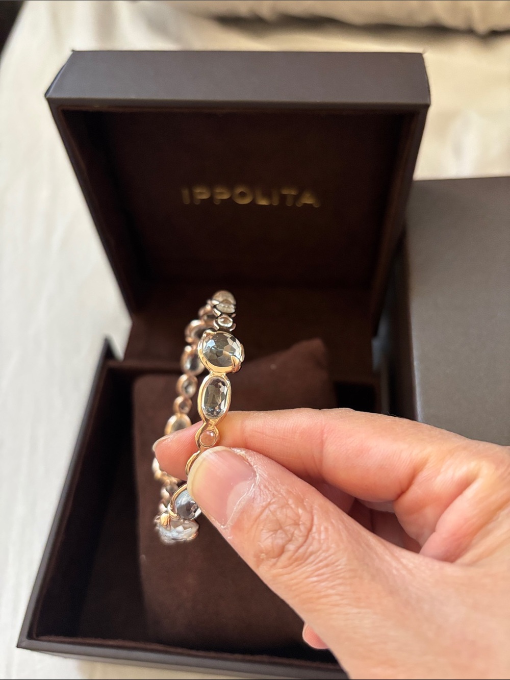 Ippolita Rose Gold Bracelet with Champagne and Clear Gemstones